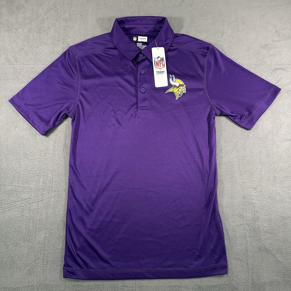 NFL Minnesota Vikings NWT Polo Shirt Football Performance Purple Men's Small
